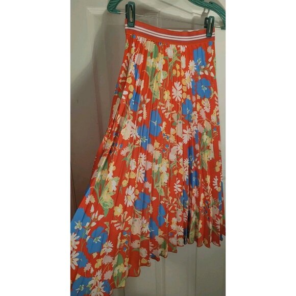 Twisted Wunder Lond Colorful Loud Floral Maxi Pleated Skirt Elastic Waist Sz 2 - Picture 3 of 9
